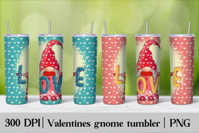 Valentines gnome tumbler wrap | Valentines gnome PNG Sublimation Svetana Studio 