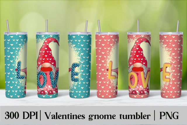 Valentines gnome tumbler wrap | Valentines gnome PNG Sublimation Svetana Studio 