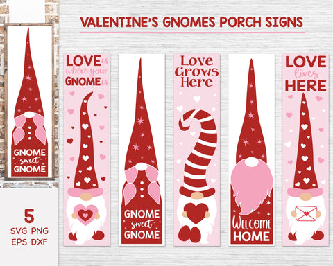 Valentine's Gnomes Porch Signs Bundle, Vertical Welcome Door Signs SVG Cutting Files, Valentines Day Porch Signs Svg SVG SvgMonkeys 