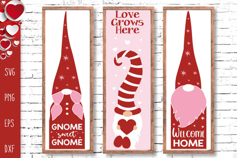 Valentine's Gnomes Porch Signs Bundle, Vertical Welcome Door Signs SVG Cutting Files, Valentines Day Porch Signs Svg SVG SvgMonkeys 