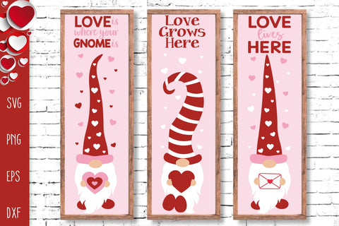 Valentine's Gnomes Porch Signs Bundle, Vertical Welcome Door Signs SVG Cutting Files, Valentines Day Porch Signs Svg SVG SvgMonkeys 