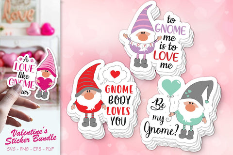 Valentine's Gnomes Stickers bundle, Valentines Sticker, Valentine's day Gnomes SVG SvgMonkeys 