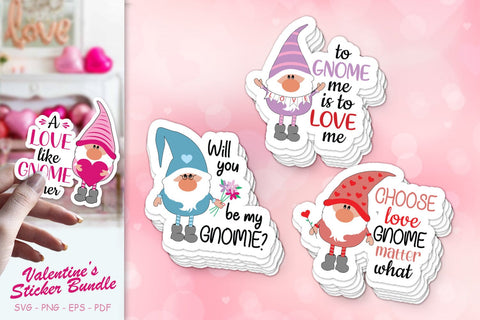 Valentine's Gnomes Stickers bundle, Valentines Sticker, Valentine's day Gnomes SVG SvgMonkeys 
