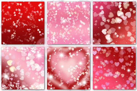 Valentines Hearts Bokeh Ombre Gradient Backgrounds Digital Pattern SineDigitalDesign 
