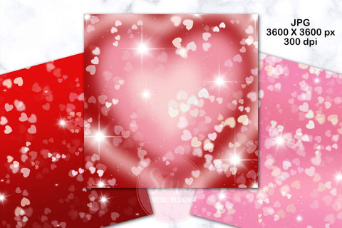 Valentines Hearts Bokeh Ombre Gradient Backgrounds Digital Pattern SineDigitalDesign 