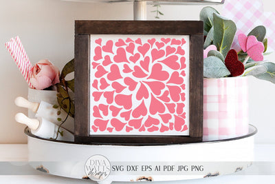 Valentine's Hearts Pattern SVG | Background SVG | Farmhouse Heart SVG | dxf and more! SVG Diva Watts Designs 