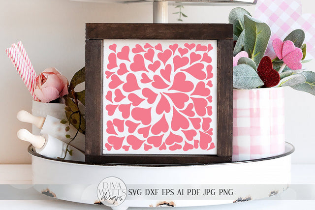 Valentine's Hearts Pattern SVG | Background SVG | Farmhouse Heart SVG | dxf and more! SVG Diva Watts Designs 