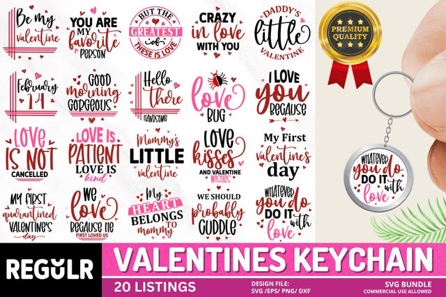 Valentines Keychain Svg Bundle SVG Regulrcrative 