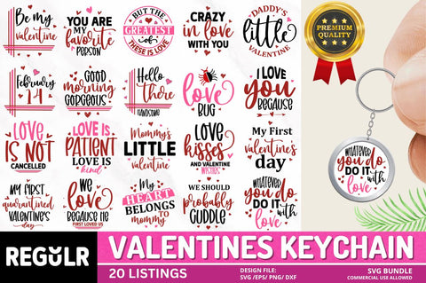 Valentines Keychain Svg Bundle SVG Regulrcrative 