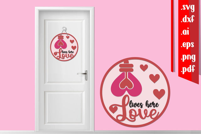 Valentines Layered Door Sign 2 Svg Cut Files SVG zafrans studio 