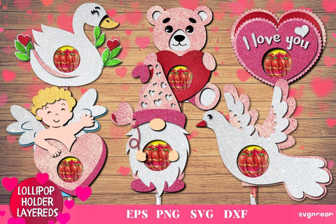 Valentines Lollipop Holders | Candy Holders | Svg Bundle | Cut File SVG SvgOcean 