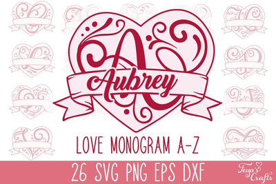 Valentine's Monogram SVG Alphabet SVG Feya's Fonts and Crafts 