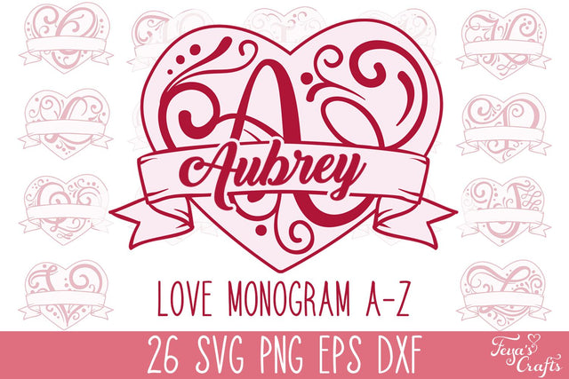 Valentine's Monogram SVG Alphabet SVG Feya's Fonts and Crafts 