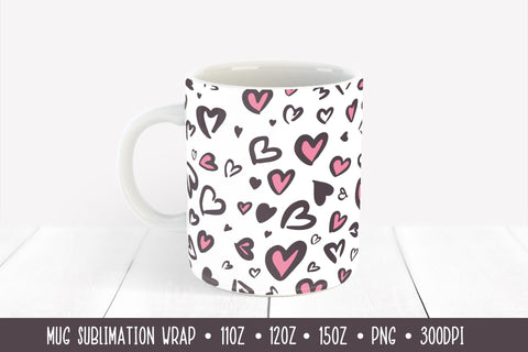 Valentines Mug Sublimation Wrap. Heart Leopard Mug Design Sublimation LaBelezoka 