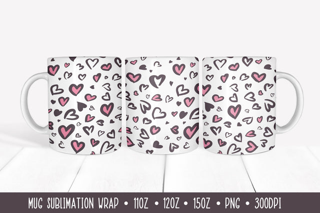 Valentines Mug Sublimation Wrap. Heart Leopard Mug Design Sublimation LaBelezoka 