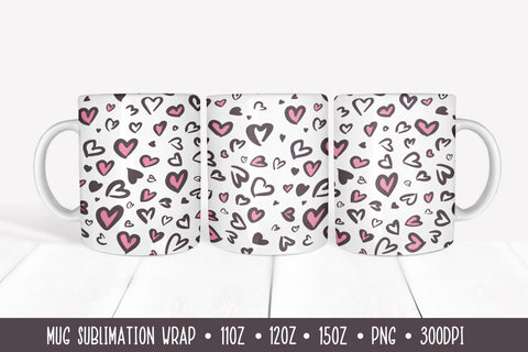 Valentines Mug Sublimation Wrap. Heart Leopard Mug Design Sublimation LaBelezoka 