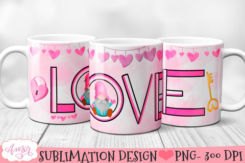 Valentines Mug Wrap for Sublimation | Love mug PNG design Sublimation Amorclipart 