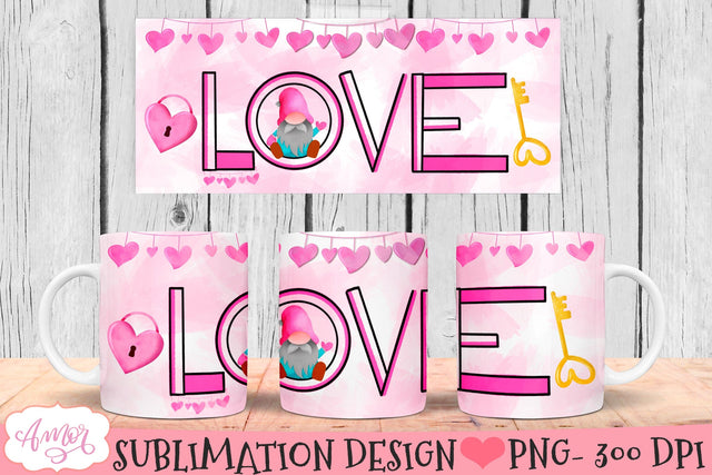 Valentines Mug Wrap for Sublimation | Love mug PNG design Sublimation Amorclipart 