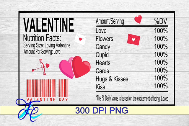 Valentine's Nutrition Label SVG Family Creations 