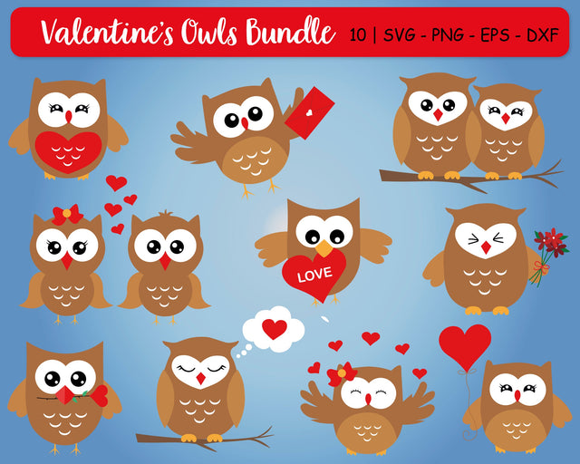 Valentine's Owls Bundle Svg, Valentine's Day Svg, Owls Svg SVG SvgMonkeys 
