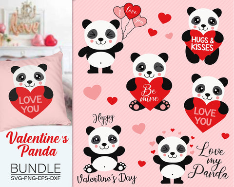 Valentine's Panda Bundle Svg, Valentine's Day Panda Svg, Valentine's Day Svg, Panda Svg Bundle SVG SvgMonkeys 