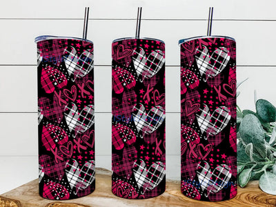 Valentines Plaid Heart 20oz Tumbler Wrap, Valentines Day Tumbler Png, XoXo Tumbler Design, Love Tumbler Template, Instant Download Sublimation iStyleDesign 
