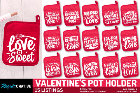 Valentine's Pot Holder SVG Bundle SVG Regulrcrative 