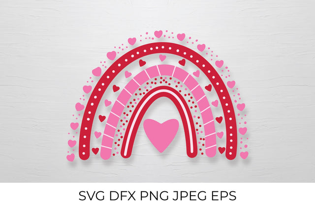 Valentines rainbow SVG. Red and Pink Rainbow Clipart. SVG LaBelezoka 