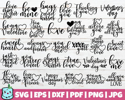 Valentines Sayings Bundle SVG MintyMarshmallows 