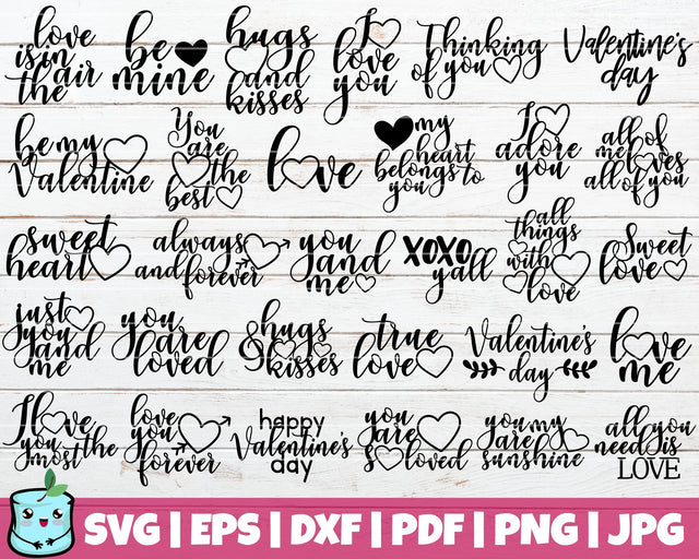 Valentines Sayings Bundle SVG MintyMarshmallows 
