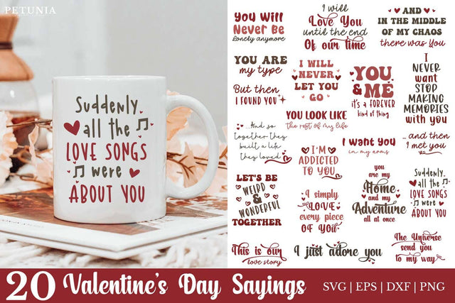 Valentines Sayings SVG | Valentines Day SVG Bundle SVG Petunia Digital Design 