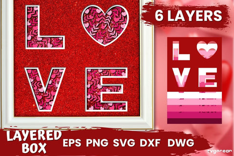 Valentines Shadowbox | 3D Layered SVG | Lightbox SVG SvgOcean 