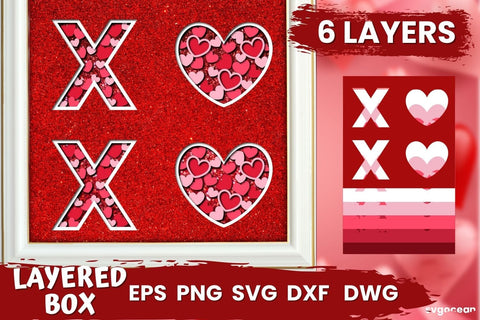 Valentines Shadowbox | 3D Layered SVG | Lightbox SVG SvgOcean 