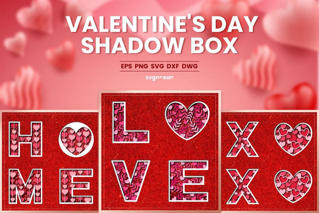 Valentines Shadowbox | 3D Layered SVG | Lightbox SVG SvgOcean 