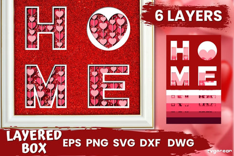 Valentines Shadowbox | 3D Layered SVG | Lightbox SVG SvgOcean 