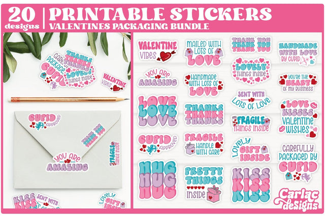 Valentines Stickers | Packaging Sticker Bundle Sublimation Carla C Designs 