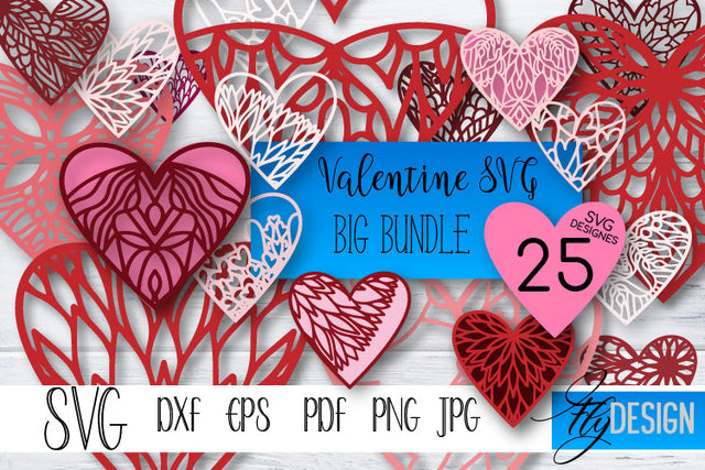 Valentines SVG big bundle. Valentines Day SVG. Mandala Heart. SVG Fly Design