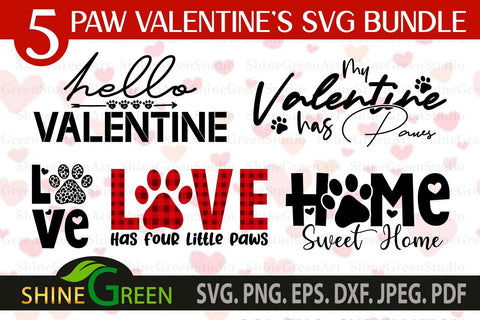 Valentines SVG Bundle with Dog, Cat Paws for Pet Lovers Plaid SVG Shine Green Art 