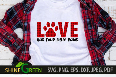 Valentines SVG Bundle with Dog, Cat Paws for Pet Lovers Plaid SVG Shine Green Art 