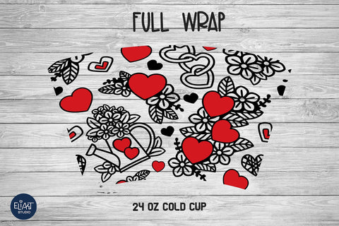 Valentines SVG Cup Wrap, Full Cup Wrap SVG, Heart SVG. SVG Elinorka 