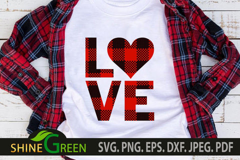 Valentines SVG - Love Buffalo Plaid SVG Cut Files SVG Shine Green Art 