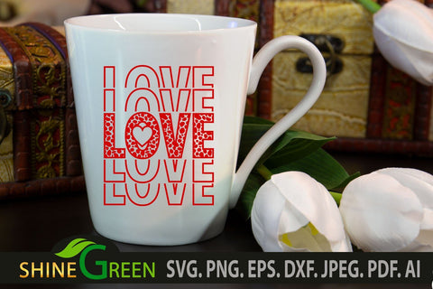 Valentines SVG - Love Stack Cheetah Print Heart SVG SVG Shine Green Art 