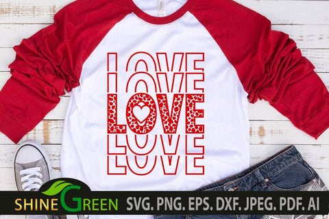Valentines SVG - Love Stack Cheetah Print Heart SVG SVG Shine Green Art 
