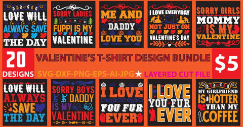 Valentine's t-shirt design bundle SVG Newmockups 