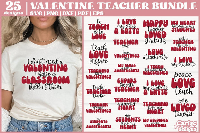 Valentines Teacher Bundle | Valentines School SVG Bundle SVG Carla C Designs 