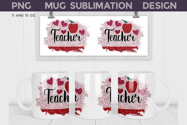 Valentines Teacher Mug Sublimation WatercolorColorDream 