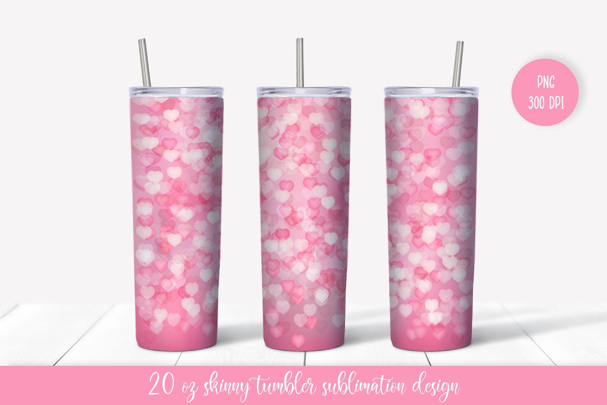Valentines tumbler sublimation. Pink hearts tumbler wrap - So Fontsy