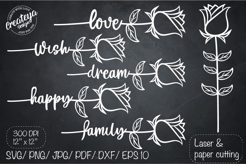 Valentine’s Valentine’s SVG Love SVG Rose SVG Wedding - So Fontsy