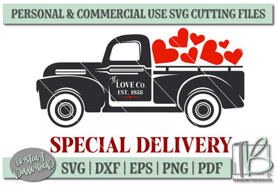 Valentines Vintage Truck SVG, Valentine SVG File SVG TB Designs 