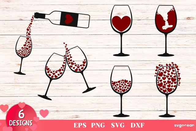Valentine’s Wine Svg Bundle | Romantic Svg | Silhouettes Cut Files SVG SvgOcean 